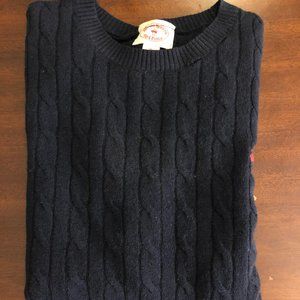 Brooks Brothers Navy Lambswool Cable Knit Crewneck